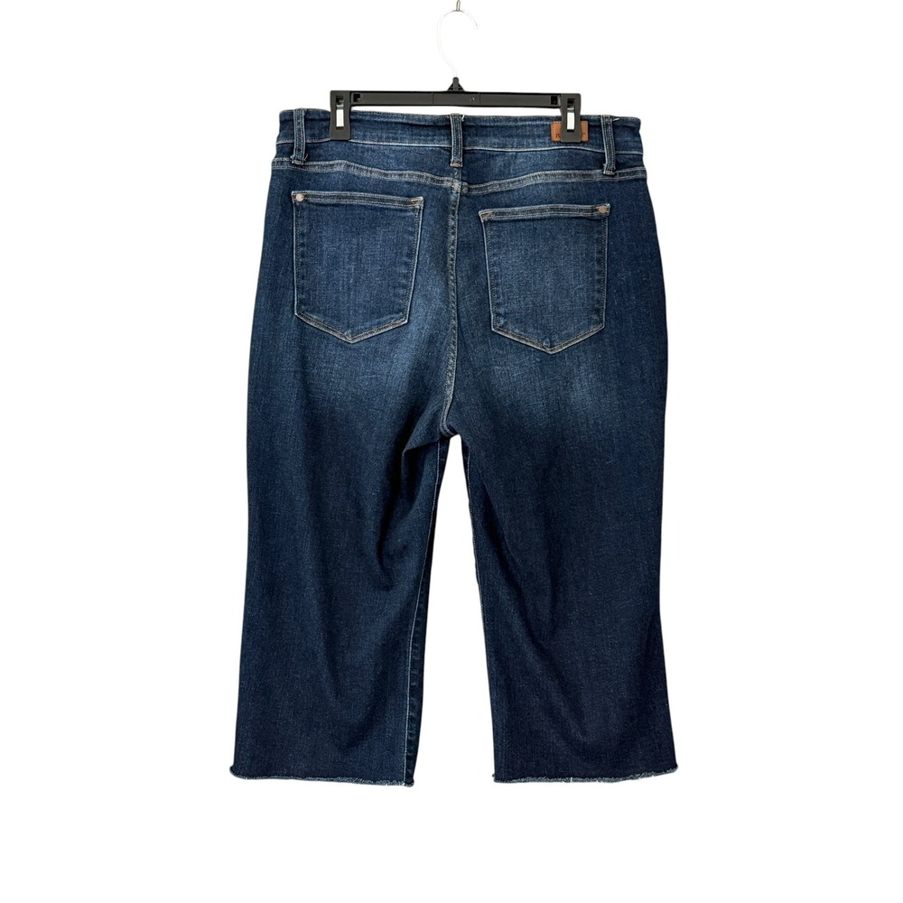 Judy Blue High Rise Wide Leg Cropped Jeans 16W Dark Wash Raw Hem Stretch Capsule - Picture 3 of 12